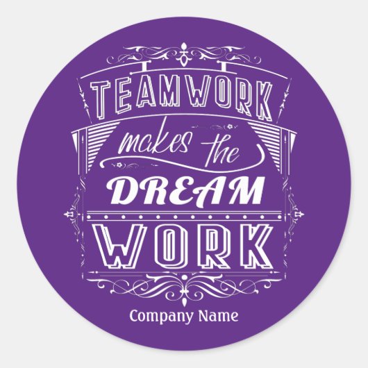 Teamwork maakt het droomwerk ronde sticker (Voorkant)