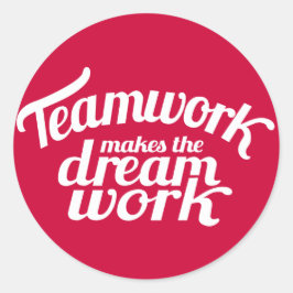 Teamwork maakt het droomwerk rood & wit sticker