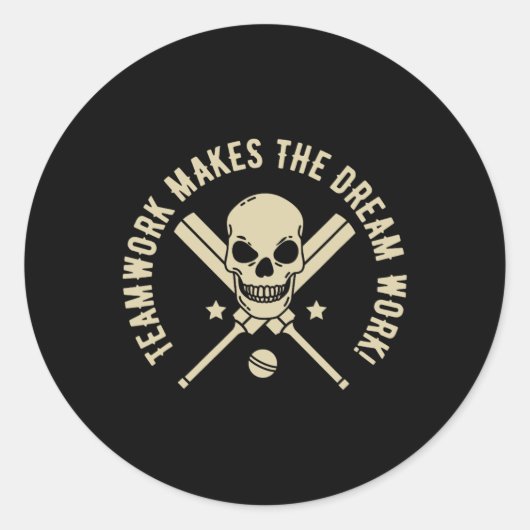 Teamwork Makes The Dream Work! - Cricket Grafisch Ronde Sticker (Voorkant)