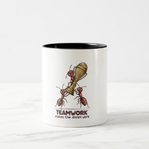 Teamwork Makes The Dream Work Grappige Mieren Koff Tweekleurige Koffiemok