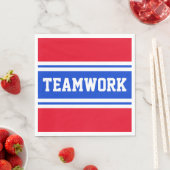 TEAMWORK Patriottische Helder Rood Wit Blauw Strep Servet (Insitu)