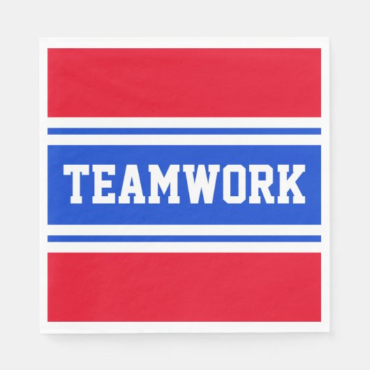 TEAMWORK Patriottische Helder Rood Wit Blauw Strep Servet (Voorkant)