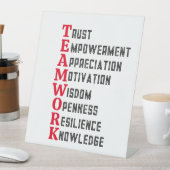 Teamwork Positieve woorden voetstuk teken Reclamebord Met Voetstuk (Insitu)