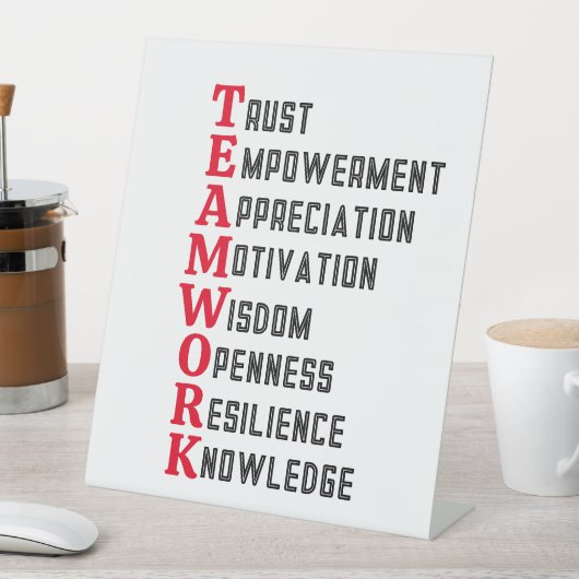 Teamwork Positieve woorden voetstuk teken Reclamebord Met Voetstuk (Insitu)