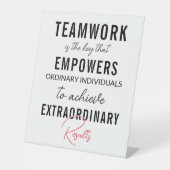Teamwork quote voetstuk reclamebord met voetstuk (Voorkant)