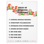 Teamwork Rode bloemen Klembord (Achterkant)