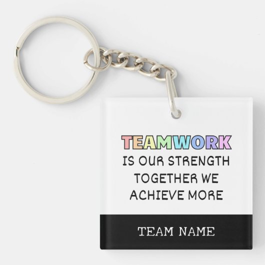 Teamwork samen bereiken meer typografie sleutelhanger (voorkant)