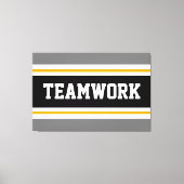 TEAMWORK Sportief Grijs Zwart Wit Racing Stripes Canvas Afdruk (Voorkant)