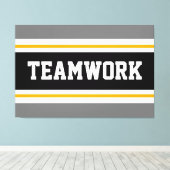 TEAMWORK Sportief Grijs Zwart Wit Racing Stripes Canvas Afdruk (Insitu (Houten vloer))