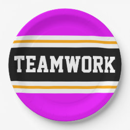 TEAMWORK Sportieve Heldere Roze Zwarte Racing Stri Papieren Bordje