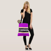 TEAMWORK Sportieve Roze Zwart Wit Racing Stripes Tote Bag (Op model)