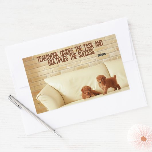 "Teamwork Succes" Inspirerend offerte Rechthoekige Sticker (Envelop)