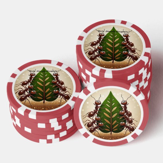 "Teamwork triomfeert" Poker Chips (Opstapeling)