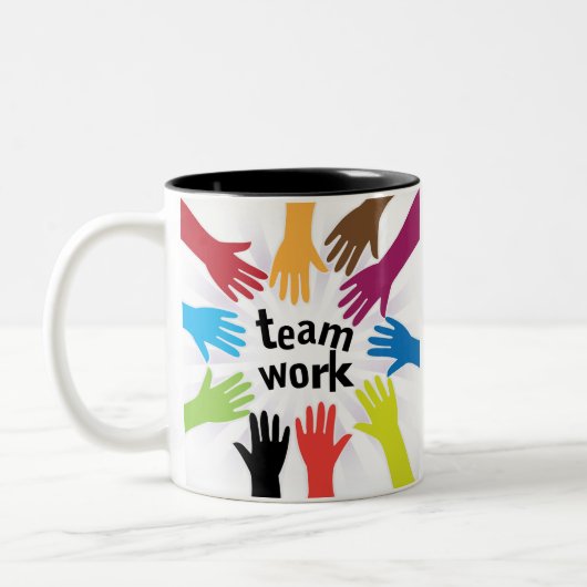 teamwork tweekleurige koffiemok (Links)