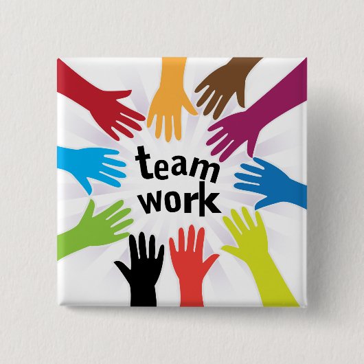 teamwork vierkante button 5,1 cm (Voorkant)