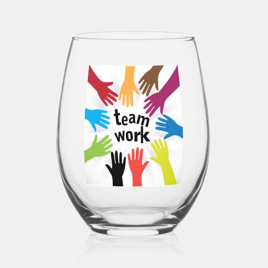 teamwork wijnglas zonder voet (Voorkant)