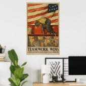 Teamwork Wins Poster (Thuiskantoor)