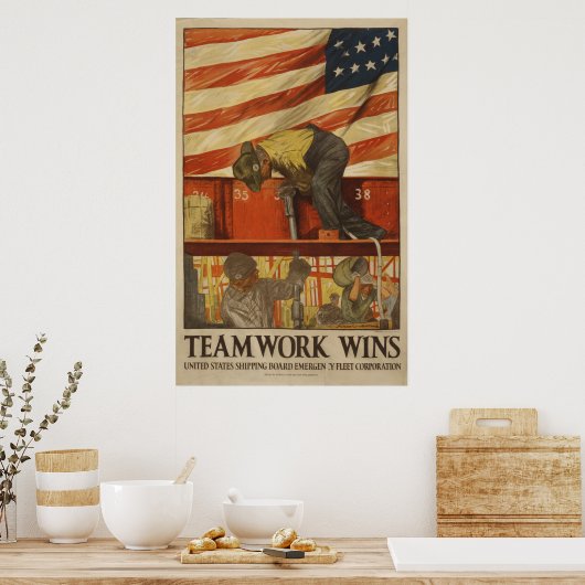 Teamwork Wins Poster (Keuken)