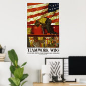 Teamwork Wins Poster (Thuiskantoor)