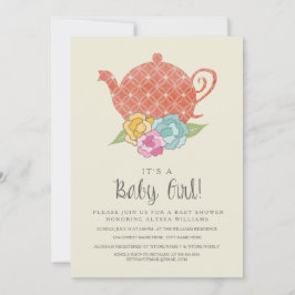 teapot Baby Girl Shower Kaart