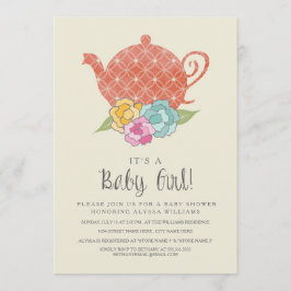 teapot Baby Girl Shower Kaart