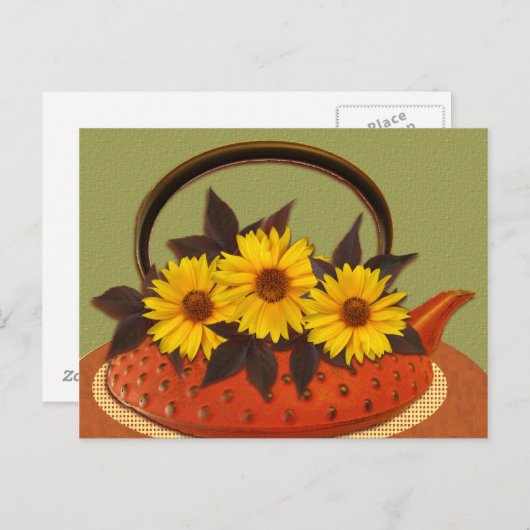 teapot bouquet briefkaart (Voorkant / Achterkant)