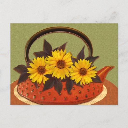 teapot bouquet briefkaart (Voorkant)