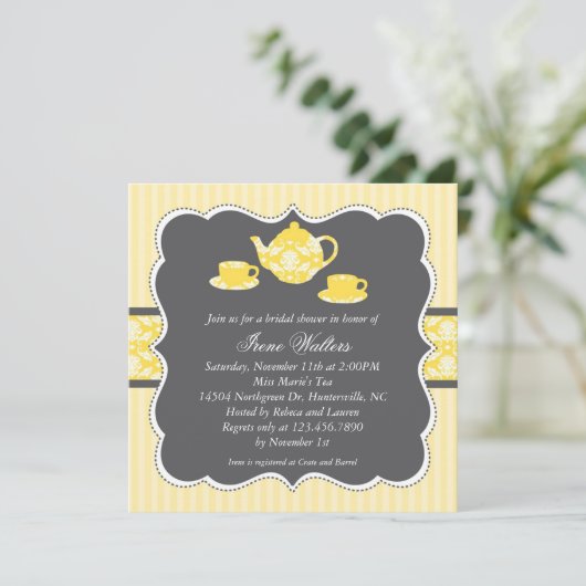 Teapot Bridal Shower Invitation Kaart (Staand voorkant)