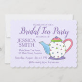 Teapot Bridal Wedding Shower Paarse Tea Party Kaart (Voorkant)