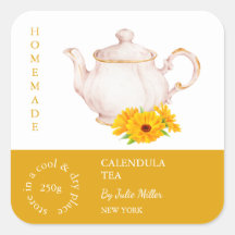 Teapot Calendula Tea Label