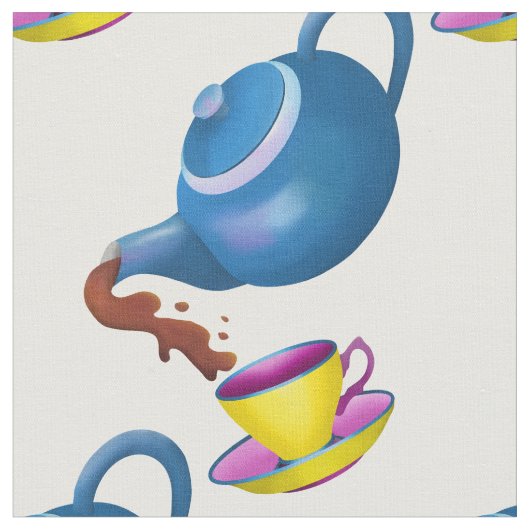Teapot cup en saucer stof (Close Up)