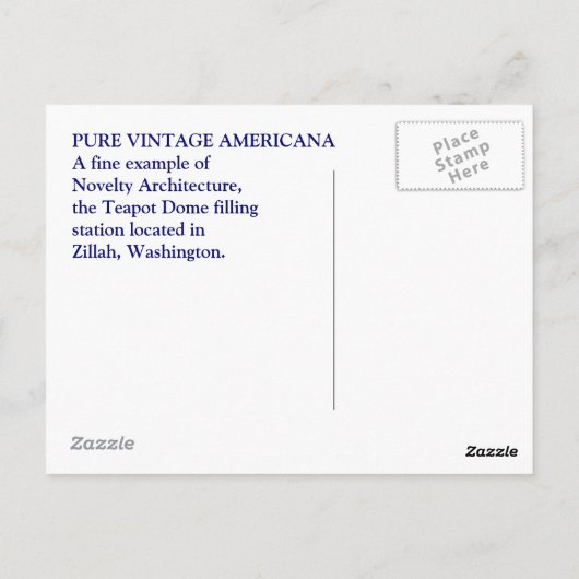 TEAPOT DOME NOVELTY ARCHITECTURE Briefkaart ZILLAH (Achterkant)