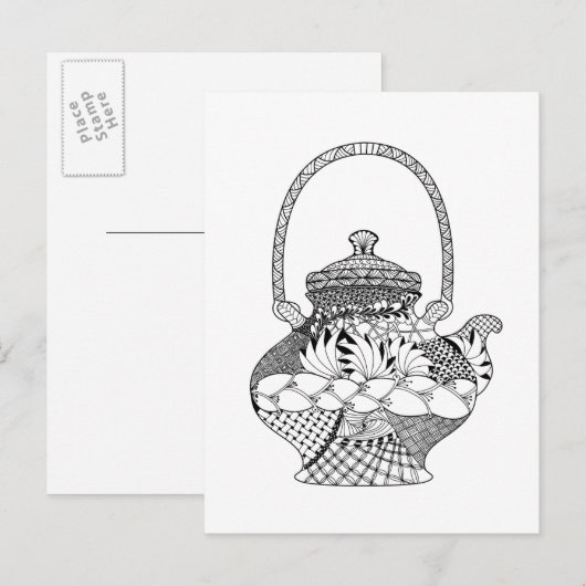 Teapot Doodle Briefkaart (Voorkant / Achterkant)