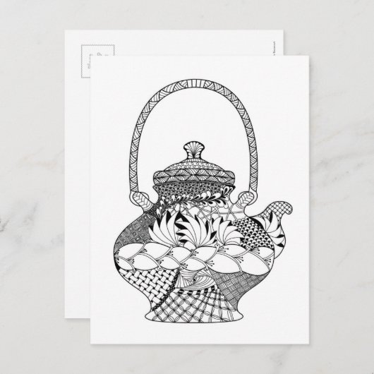 Teapot Doodle Briefkaart (Voorkant / Achterkant)