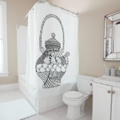 Teapot Doodle Douchegordijn (In situ)