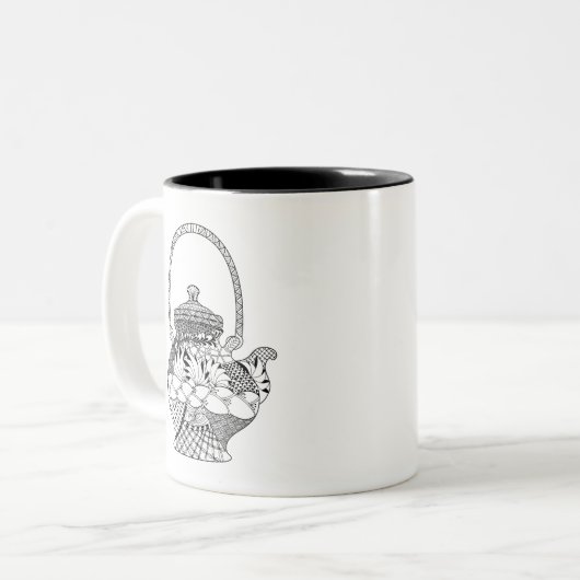 Teapot Doodle Tweekleurige Koffiemok (Voorkant links)