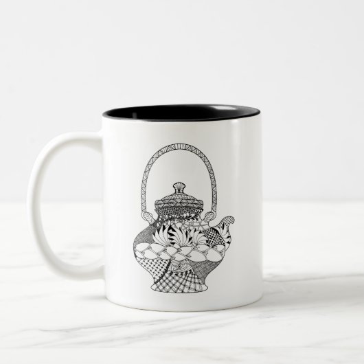 Teapot Doodle Tweekleurige Koffiemok (Links)