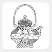 Teapot Doodle Vierkante Sticker (Voorkant)