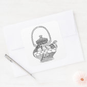 Teapot Doodle Vierkante Sticker (Envelop)