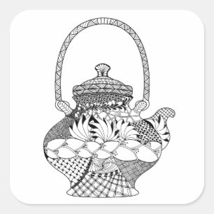 Teapot Doodle Vierkante Sticker
