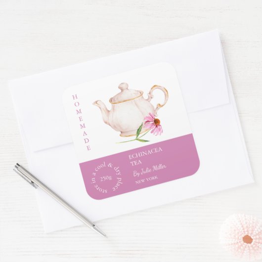Teapot Echinacea Tea Label (Envelop)