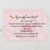 Teapot en Butterflies Invitation Kaart (Voorkant / Achterkant)