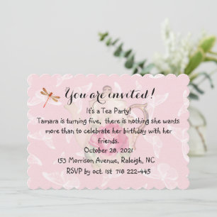 Teapot en Butterflies Invitation Kaart