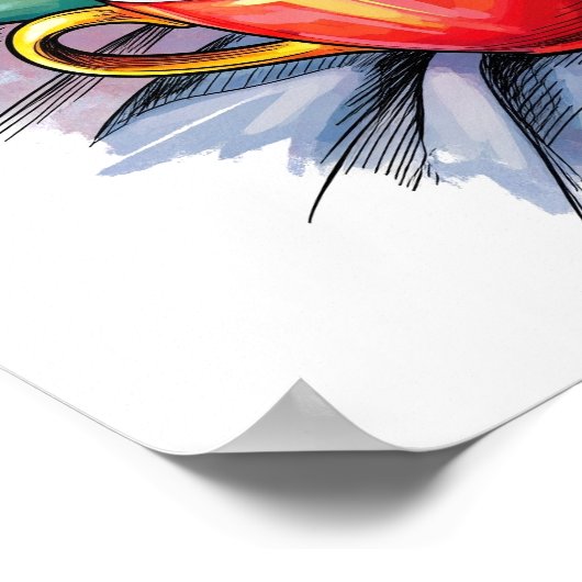 Teapot en Croissant Stilleven Poster (Hoek)