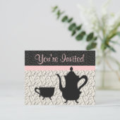 Teapot en Cup op Fancy achtergrond Kaart (Staand voorkant)