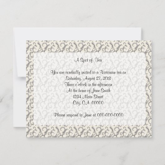 Teapot en Cup op Fancy achtergrond Kaart (Achterkant)