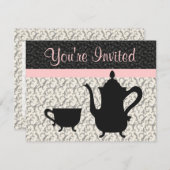 Teapot en Cup op Fancy achtergrond Kaart (Voorkant / Achterkant)