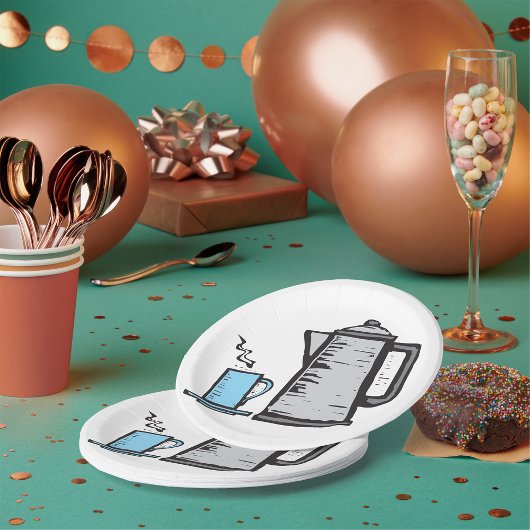 Teapot en Cup Papieren Bordje