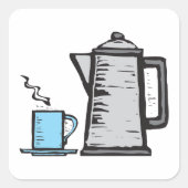 Teapot en Cup Vierkante Sticker (Voorkant)