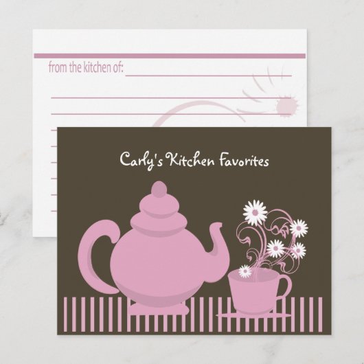 Teapot en Daisies Recept Kaart (Voorkant / Achterkant)